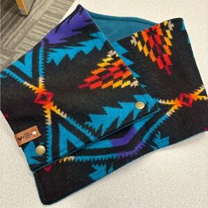 Pendleton Black Turquoise Purple Red Yellow Geometric Wool Wrap